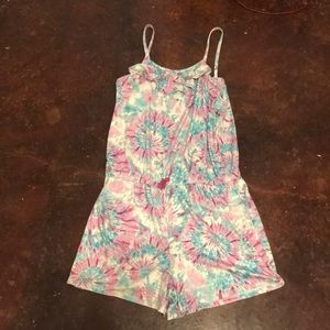 This is a shorts dress, for summer. It is size 18, and it’s purple and blue.
